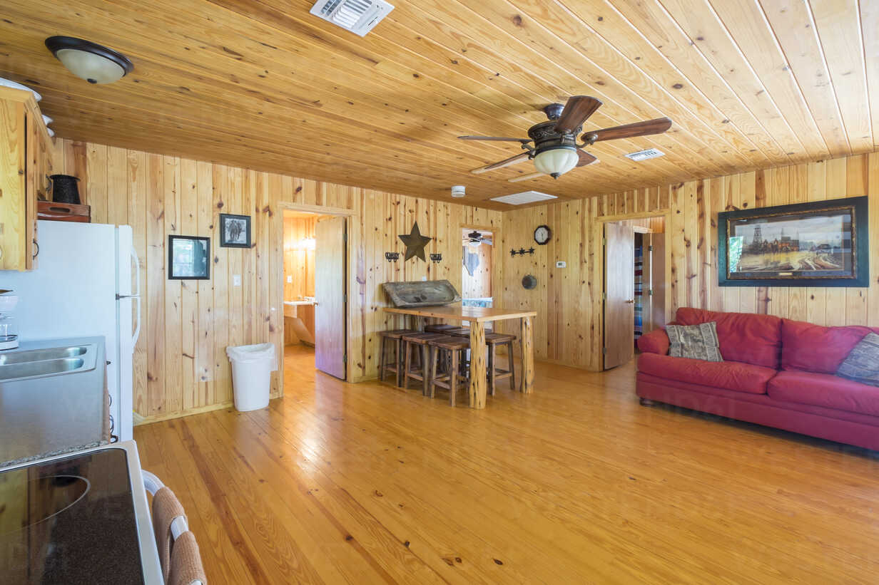 Usa Texas Log Home Interior Stockphoto