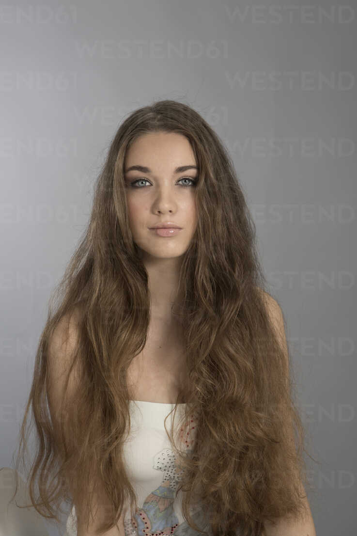 Portrait Of Teenage Girl With Long Brown Hair Stockpho