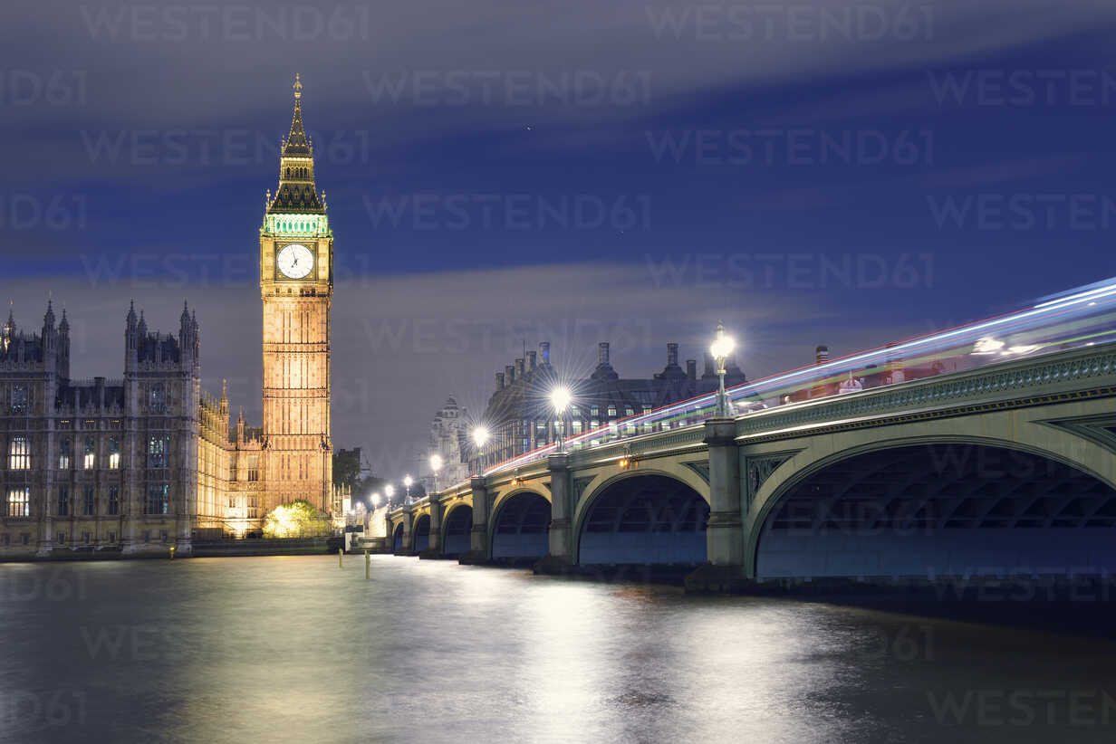 Uk London River Thames Big Ben Houses Of Parliament And Westminster Bridge At Night Brf Biederbick Rumpf