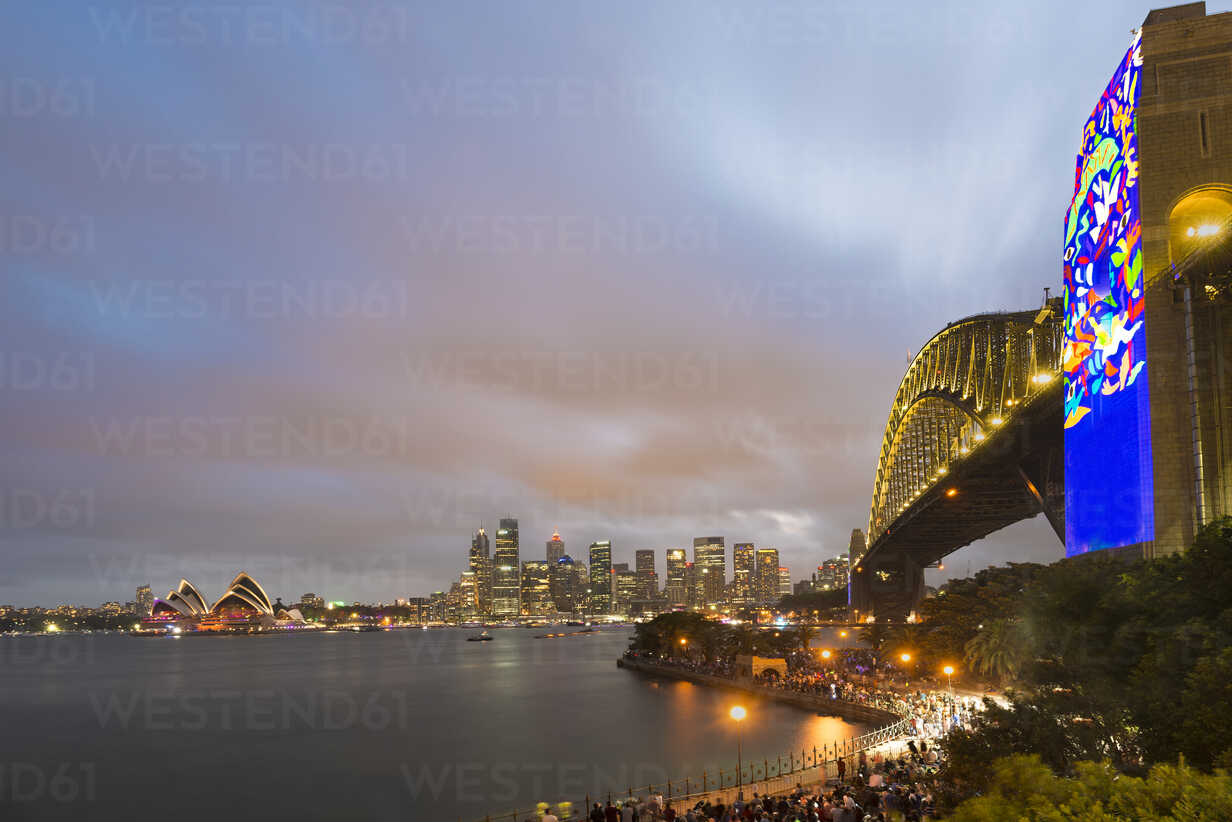 Australia New South Wales Sydney Skyline With Sydney Opera House And Sydney Harbour Bridge In The