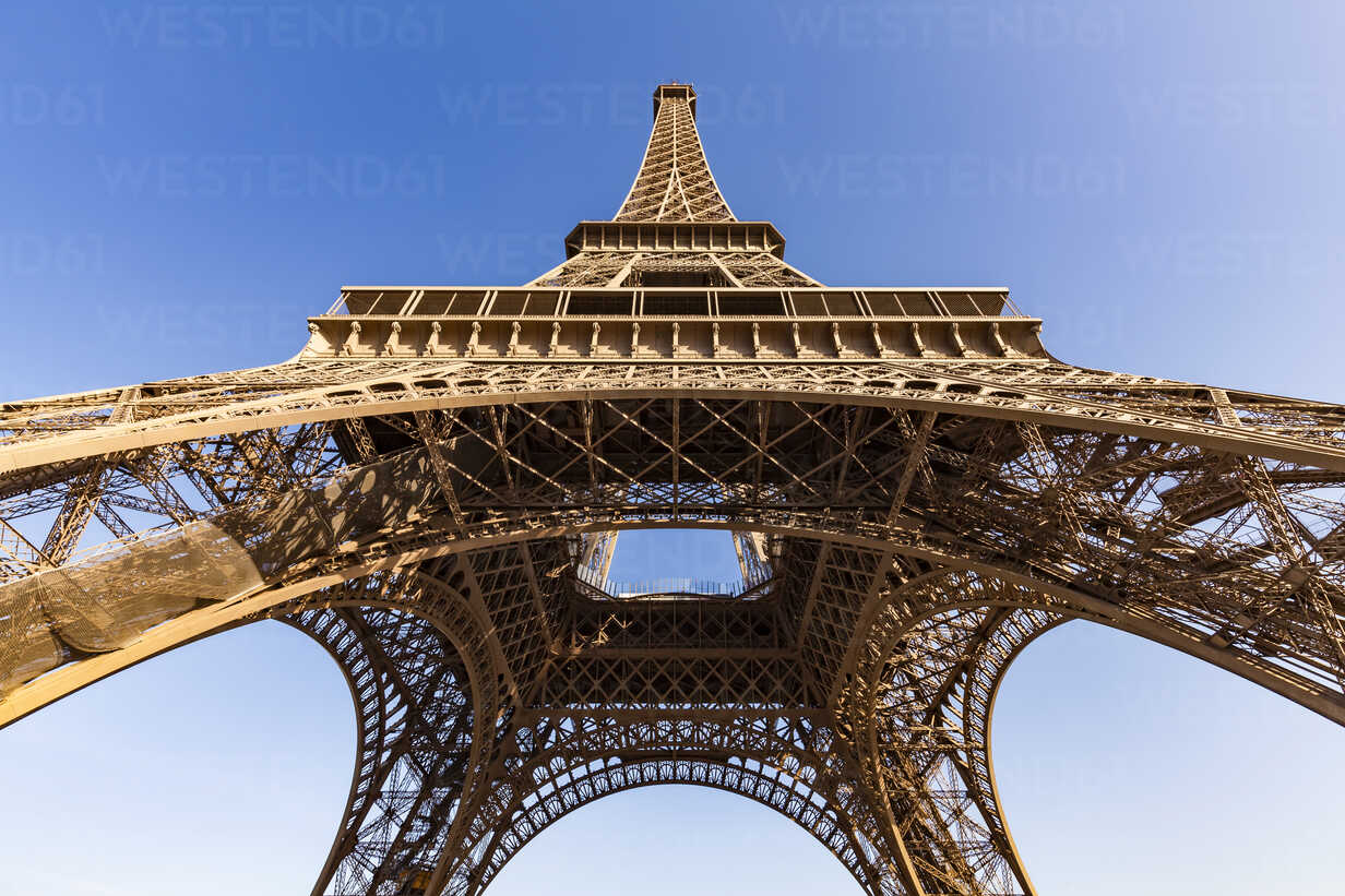 France Paris Eiffel Tower Worm S Eye View Stockphoto
