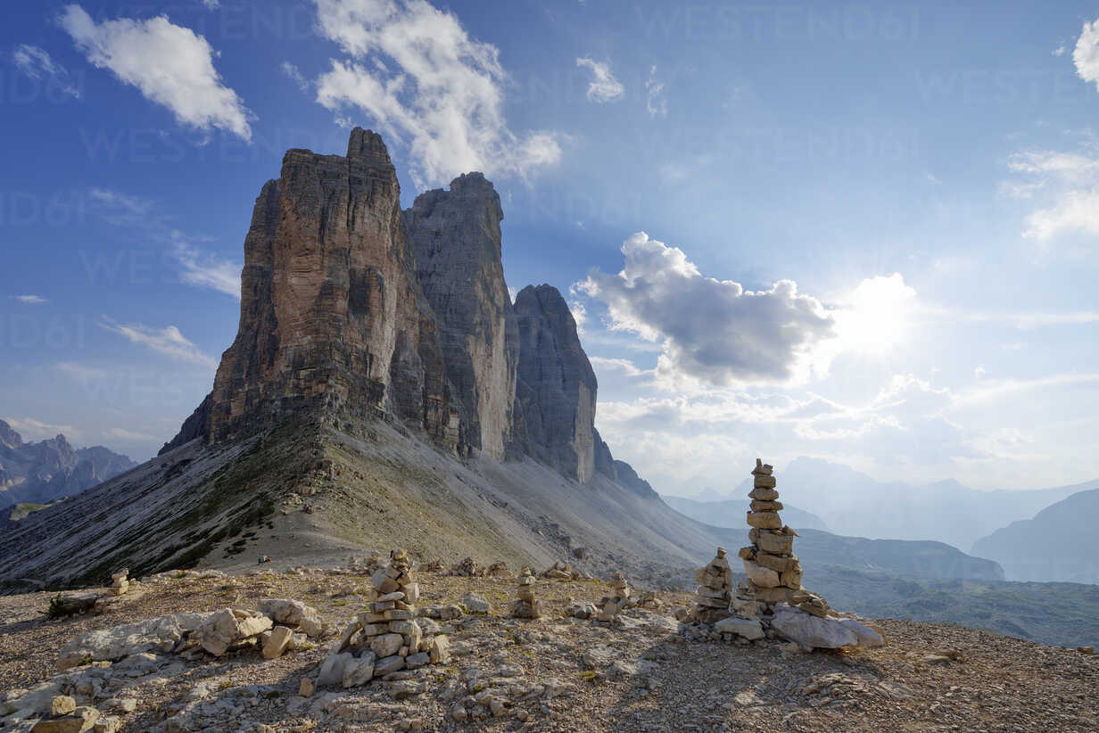 Italy Sexten Dolomites Tre Cime Di Lavaredo Cairn Nature Park Tre Cime Unesco World 1854