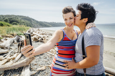 Pregnant Lesbian Couple Posing For Cell Phone Selfie On Beach Blef Inti St Clair Westend61