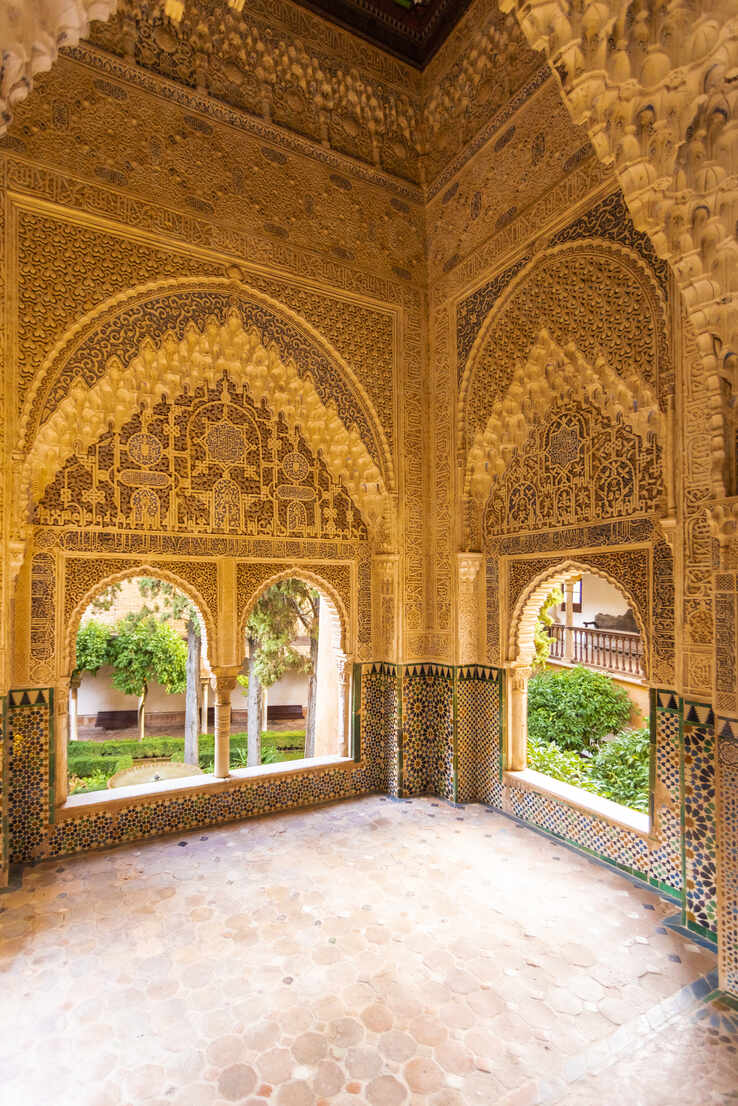 A Room With Moorish Ornaments And Decoration At The Nasrid Palace