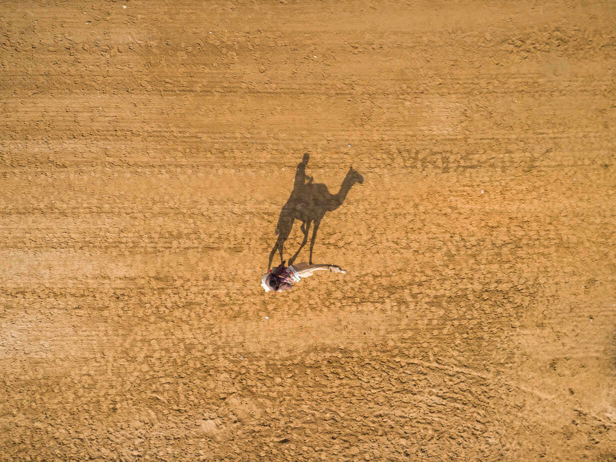 Aerial View Of A Person On A Camel In The Desert Of Ras Al Khaimah U A E