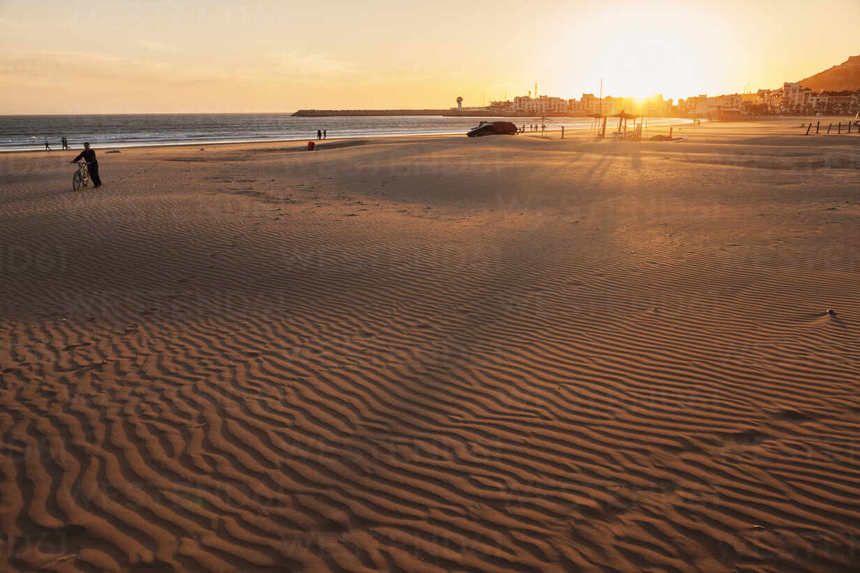 Beach Of Agadir At Sunset Morocco North Africa Africa Stockphoto