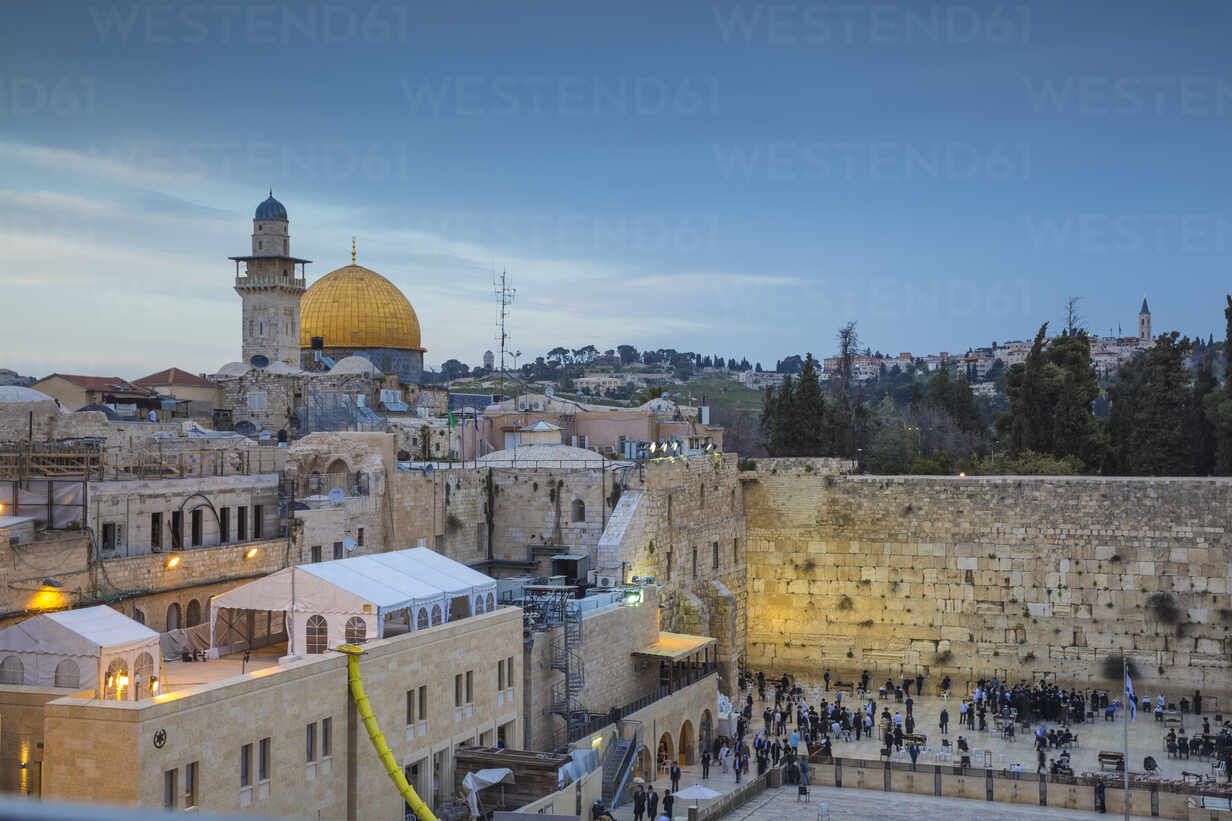 Western Wall And The Dome Of The Rock Old City Unesco World Heritage Site Jerusalem Israel