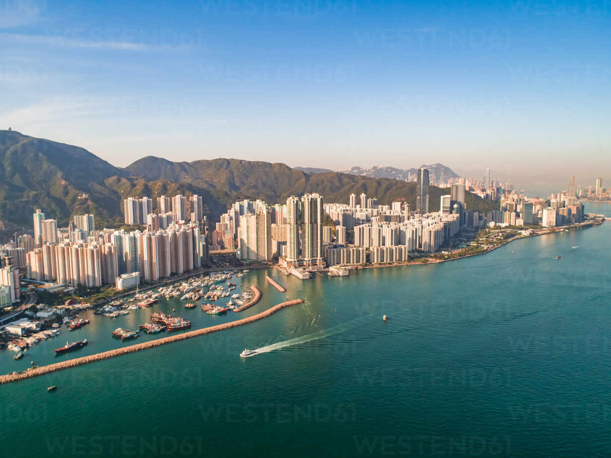Aerial View Of Tall Buildings In Kwun Tong District Hong Kong