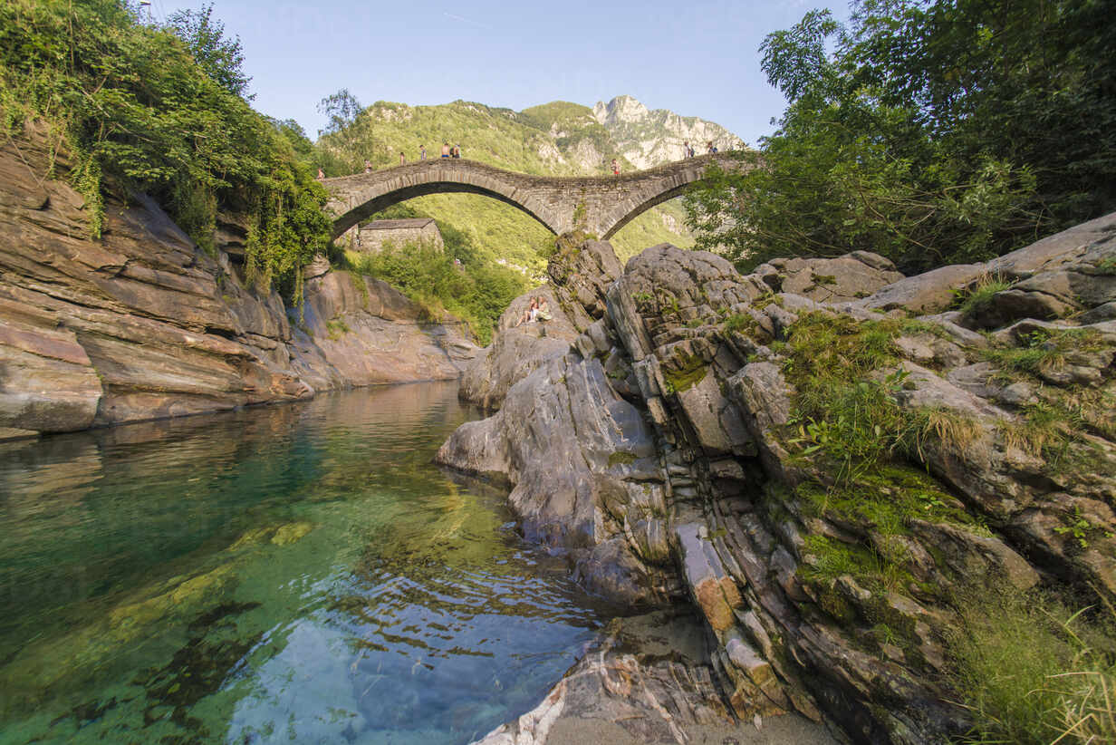 Valle Verzasca River With The Stone Bride And The Crystal Clear Water Cavf Cavan Images Westend61