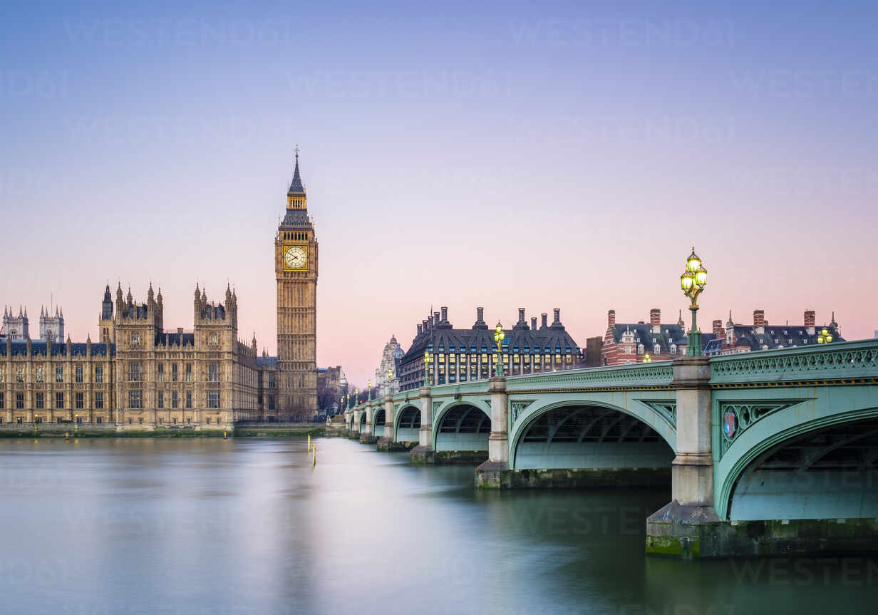 Westminster Bridge Palace Of Westminster And The Clock Tower Of Big Ben Elizabeth Tower At Dawn