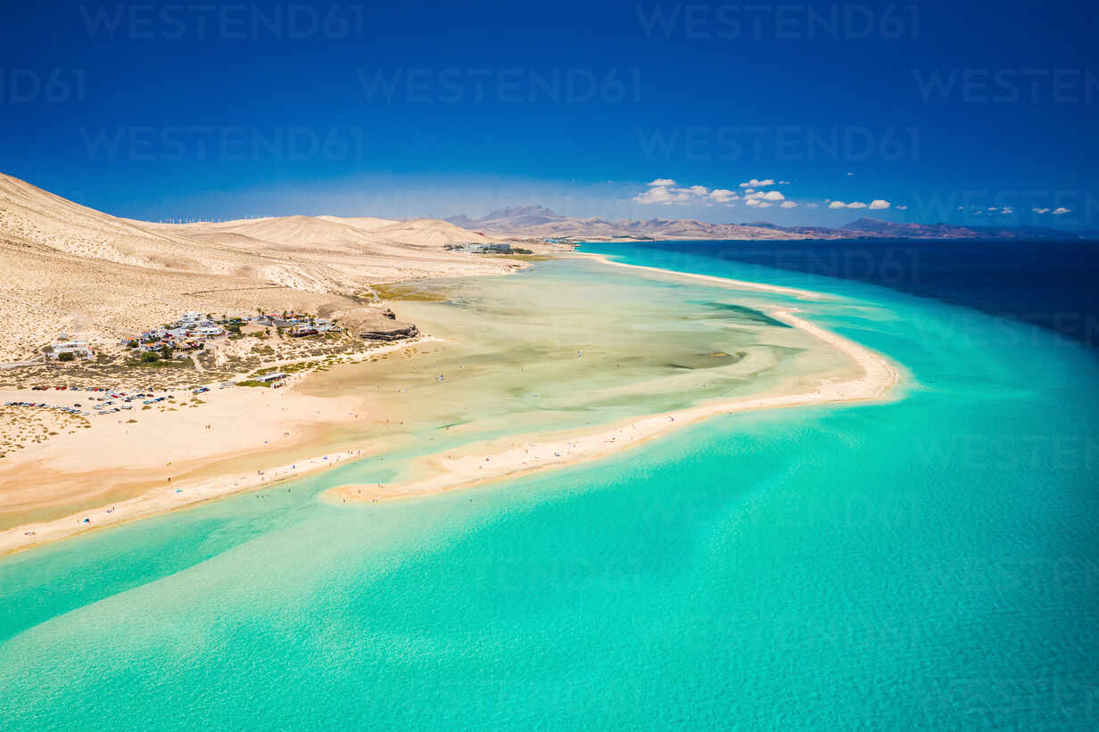 Aerial View Of Sotavento Beach Lagoon In Costa Calma Fuerteventura Canary Islands Stockphoto