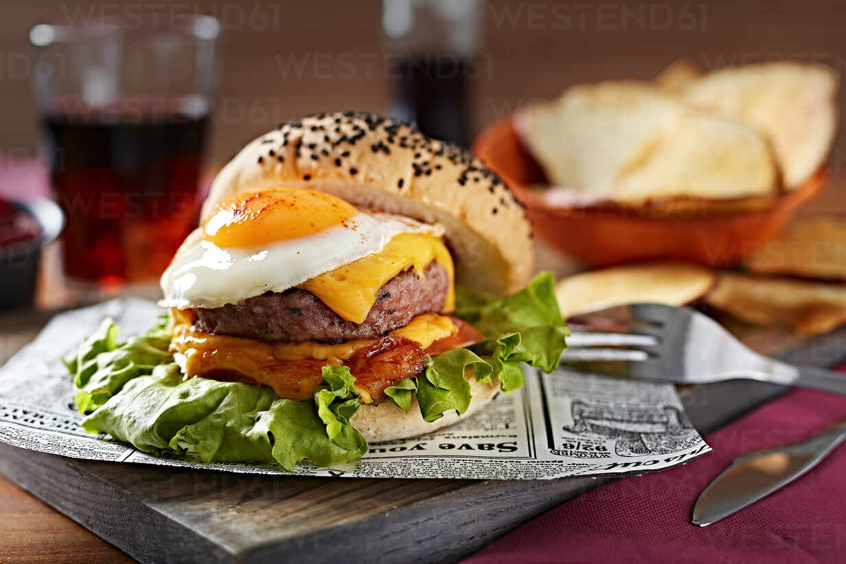 Delicious Gourmet Burger With Fried Eggs And Cheese Adsf00837 Addictive Stock Creatives Westend61
