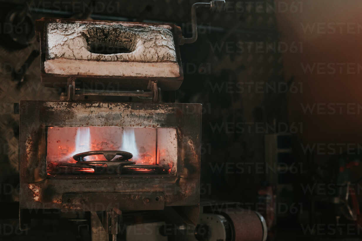 Metal For Horseshoes Smelting In Hot Furnace In Blacksmith Workshop On Ranch Adsf Addictive Stock Creatives