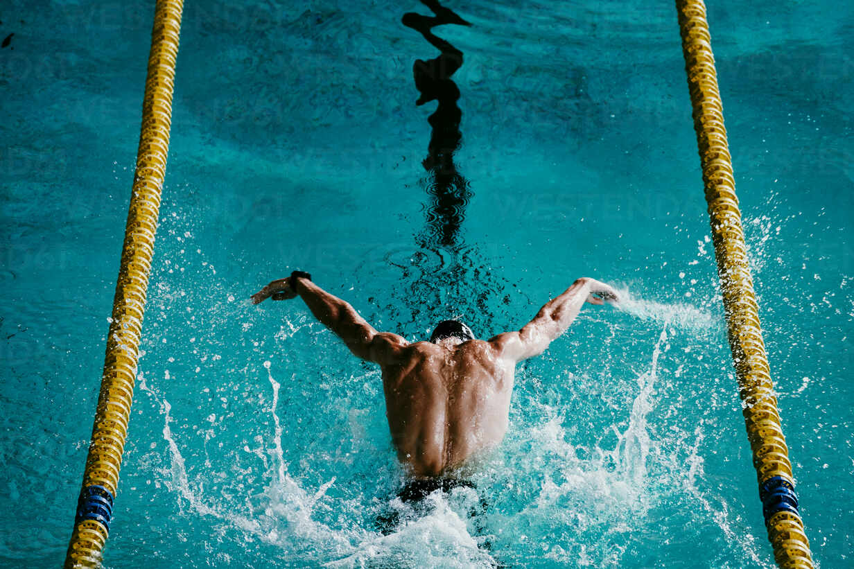 male swimming.